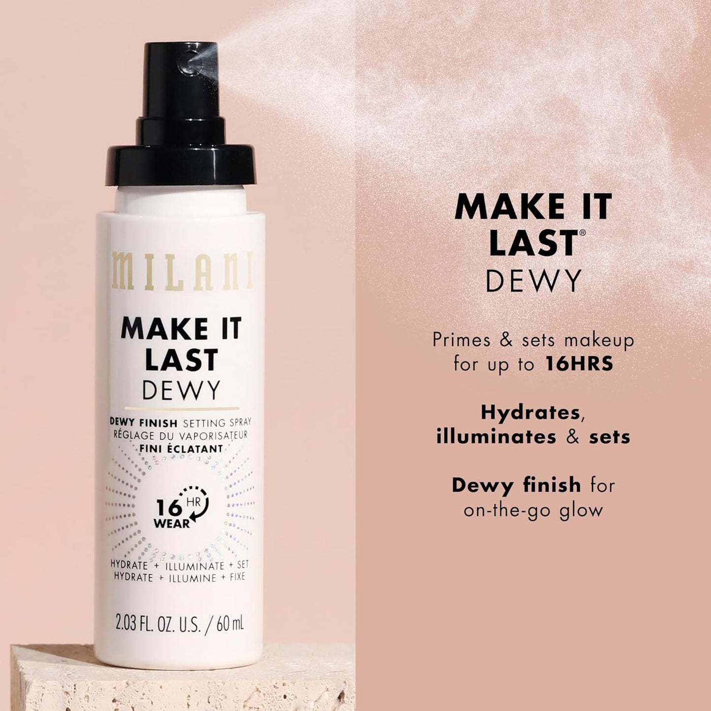 Milani Make It Dewy Setting Spray 3-in-1 Hydrate + Illuminate + Set